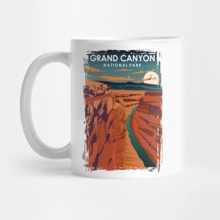 Grand Canyon National Park at Night Vintage Minimal retro Travel Poster Mug